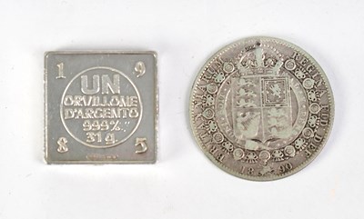 Lot 1150 - A 999% fine silver 31g ingot, together with a...