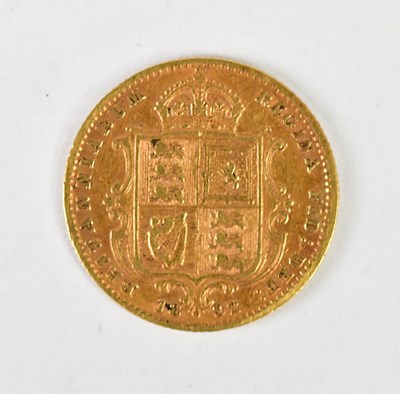 Lot 1165 - A Victorian shield back half sovereign, 1892.