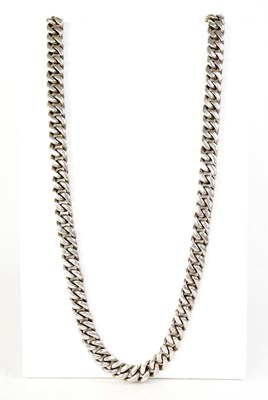 Lot 1465 - A 925 silver flat curb link chain necklace...