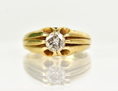 Lot 1265 - An 18ct yellow gold diamond solitaire ring,...