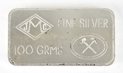 Lot 1148 - A JMC 100g fine silver ingot, approx. 0.7 x...