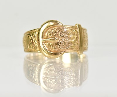 Lot 1333 - A 9ct yellow gold ring in the form of a belt,...