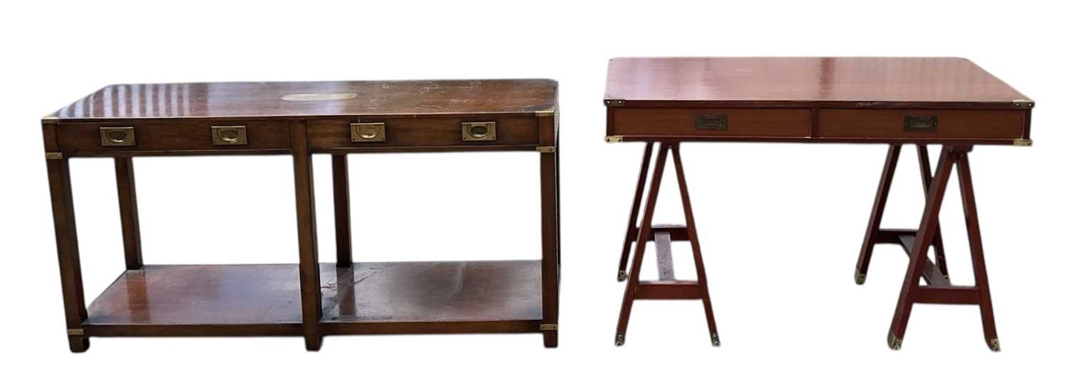 Lot 36 - A reproduction brass bound campaign style two...