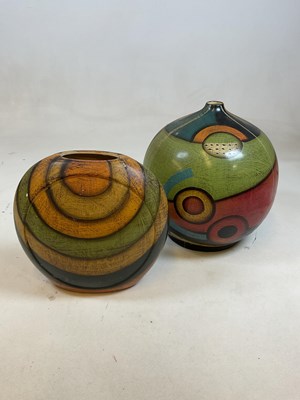 Lot 293 - Two large brightly decorated contemporary vases.