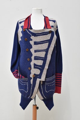 Lot 652 - VIVIENNE WESTWOOD; a wool and angora mix navy...