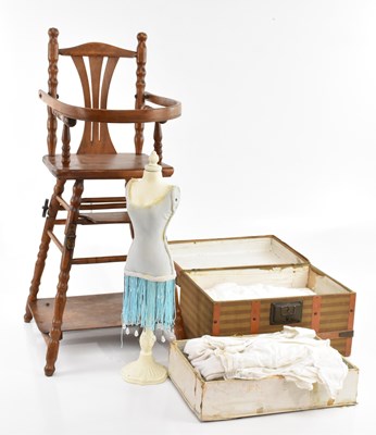 Lot 2061 - Two dolls' trunks, with vintage dolls'...