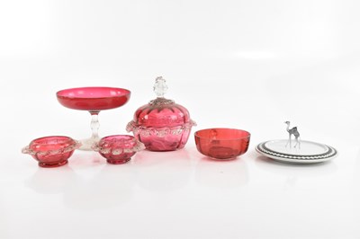Lot 2396 - A small collection of cranberry glass...