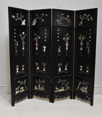 Lot 59 - A 20th century Chinese lacquered four division...