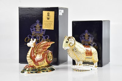 Lot 1617 - ROYAL CROWN DERBY; two animal form...