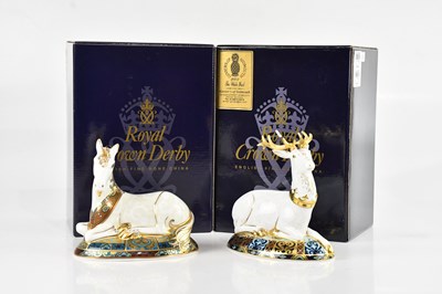 Lot 1627 - ROYAL CROWN DERBY; two animal form...
