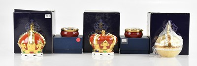 Lot 1628 - ROYAL CROWN DERBY; three ceramic orbs...