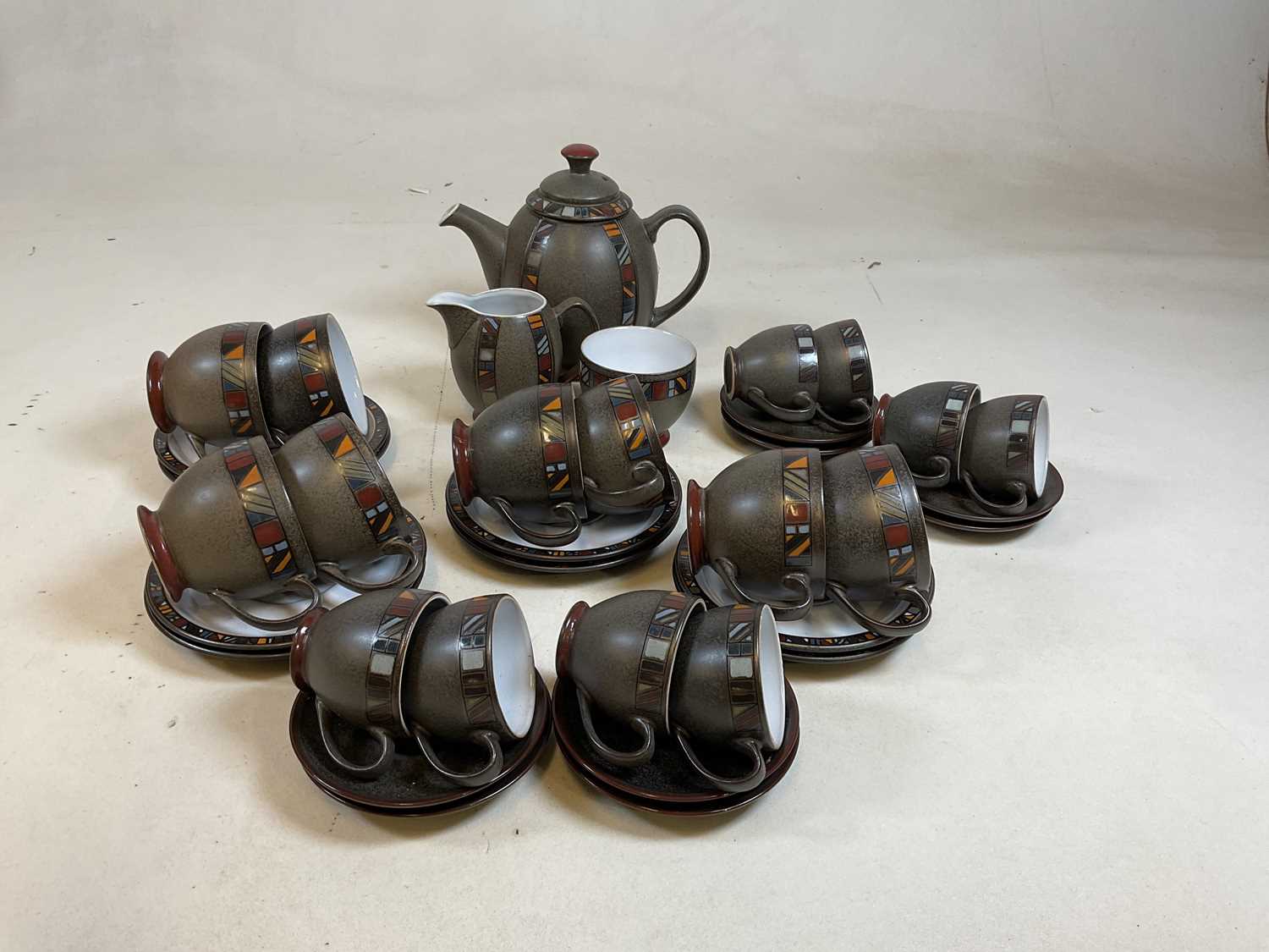 Lot 225 DENBY; a 'Marrakesh' decorated part tea set.