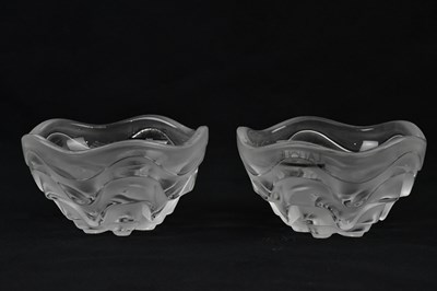 Lot 688 - LALIQUE; a pair of crystal bowls, originally...
