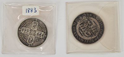 Lot 1457 - A Victoria florin 1883, old head, and a George...