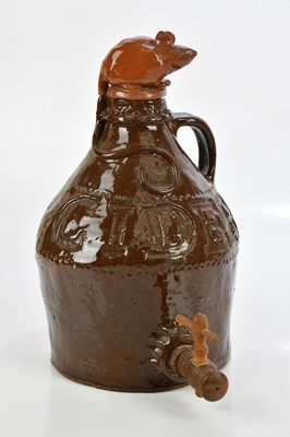 Lot 2554 - A stoneware cider flagon, with rat design...
