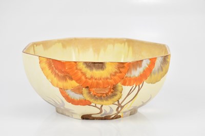 Lot 416 - CLARICE CLIFF; an octagonal bowl, decorated in...