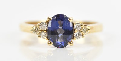 Lot 421 - A yellow metal seven stone dress ring, the...