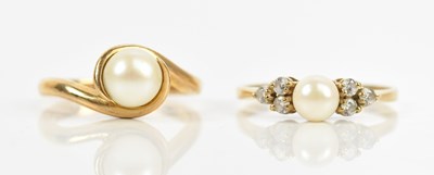 Lot 470 - Two 9ct yellow gold seed pearl set dress rings,...