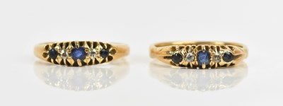 Lot 375 - A Victorian yellow metal diamond and sapphire...