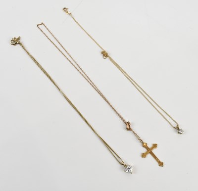 Lot 274 - A yellow metal pendant suspended on a 9ct gold...
