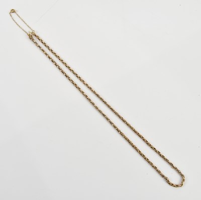Lot 275 - A yellow metal curb link necklace, unmarked,...