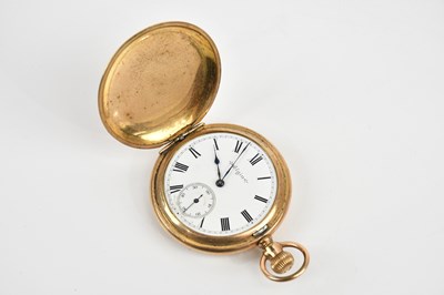Lot 530 - ELGIN; a gold plated crown wind full hunter...