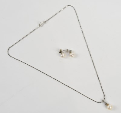 Lot 257 - A white metal mounted diamond and pearl...