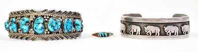 Lot 1427 - BEAUFORD DAWAHOYA (1938 - 1998); a Hopi silver...