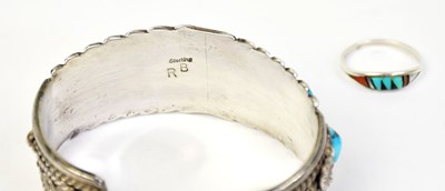 Lot 1427 - BEAUFORD DAWAHOYA (1938 - 1998); a Hopi silver...