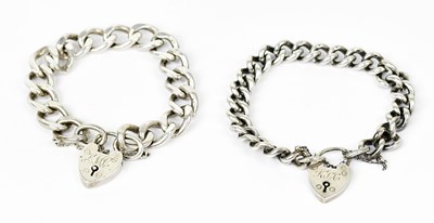 Lot 1423 - Two hallmarked silver curb link bracelets,...