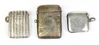 Lot 1132 - Three hallmarked silver vesta cases, Albert...