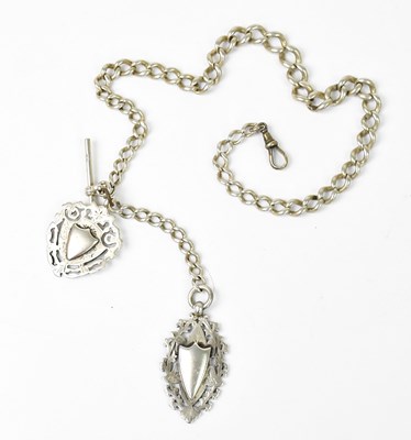 Lot 1567 - F W COLE; a hallmarked silver Albert chain,...