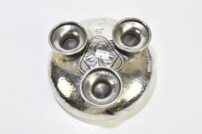 Lot 508 - A pair of Art Nouveau pewter candle holders...