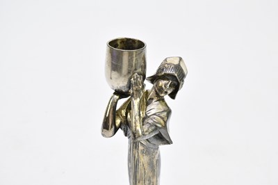 Lot 508 - A pair of Art Nouveau pewter candle holders...