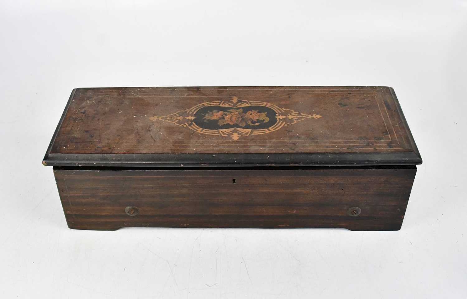 Lot 774 - A 19th century rosewood music box, with inlaid...
