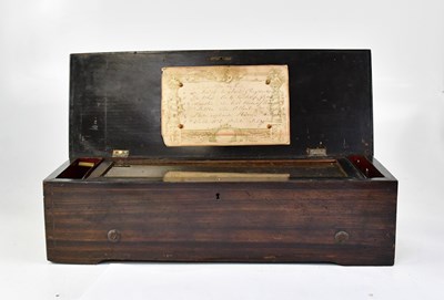 Lot 774 - A 19th century rosewood music box, with inlaid...