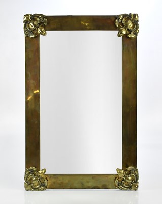 Lot 344 - An Art Nouveau sheet brass rectangular wall...