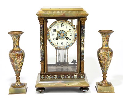 Lot 2619 - A 19th century French onyx and champleve...