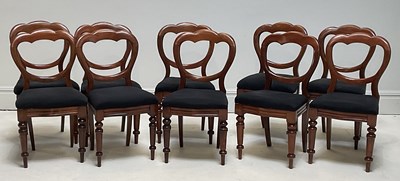 Lot 1147 - A set of ten Victorian balloon back dining...