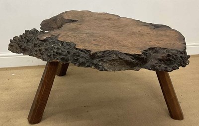 Lot 739 - ALBERT OAKROYD; a burr oak occasional table,...