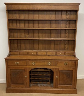 Lot 685 - ALBERT OAKROYD; an oak and burr oak dresser,...