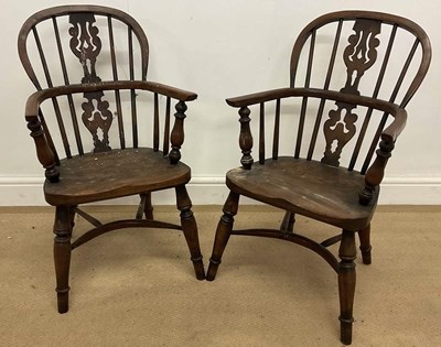 Lot 731 - A pair of children's yew and elm Windsor...