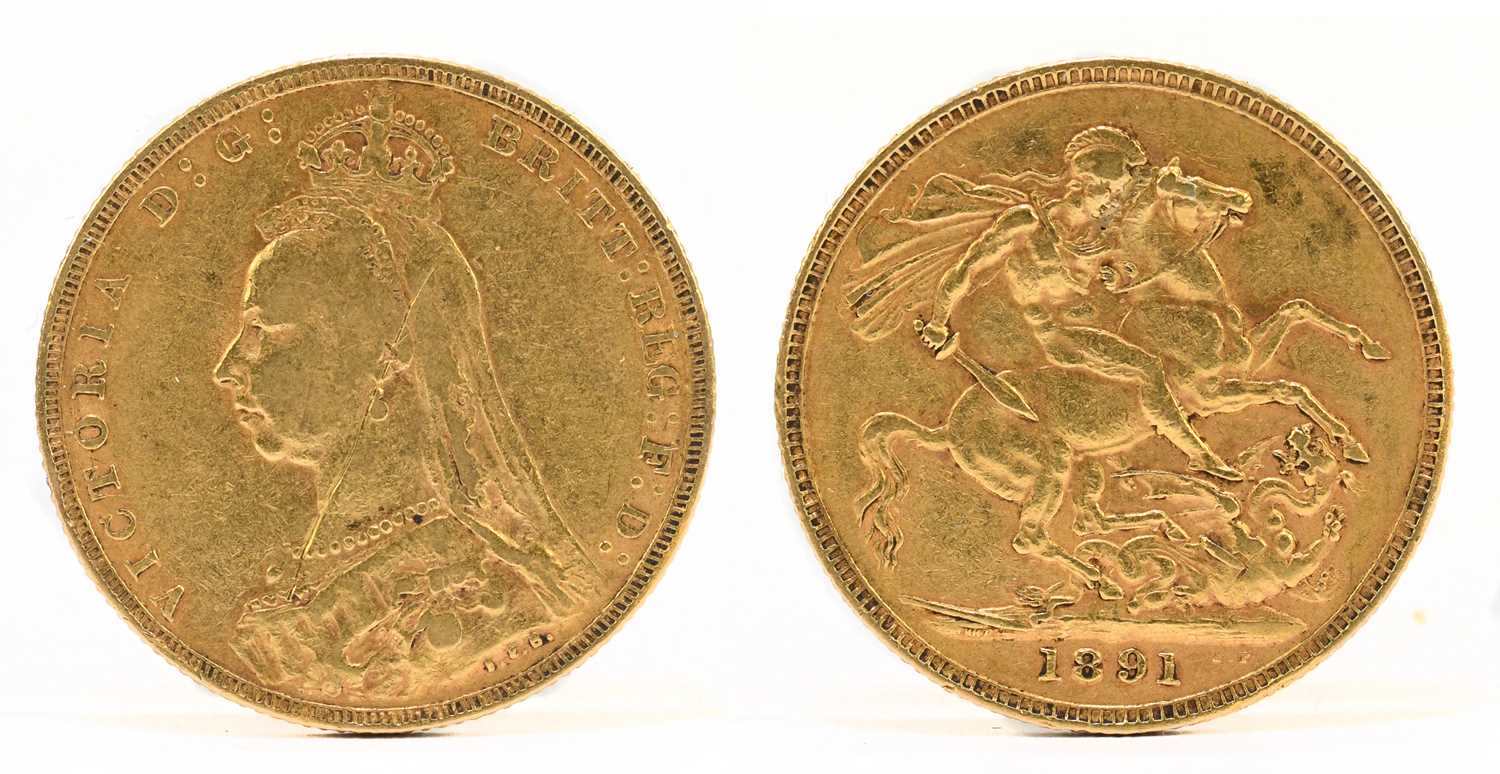 Lot 1854 - A Victoria full sovereign, 1891, jubilee head.