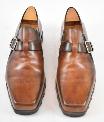 Lot 455 - BERLUTI: a pair of brown leather shoes, size 10.