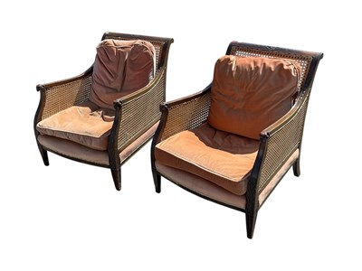 Lot 1161 - A pair of Edwardian carved mahogany bergere...