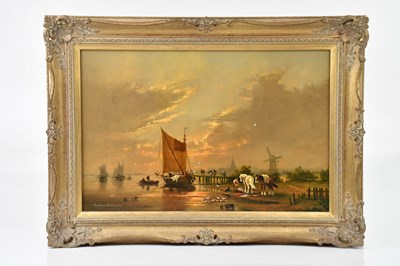 Lot 2228 - GUDRUN SIBBONS; oil on canvas, Dutch river...
