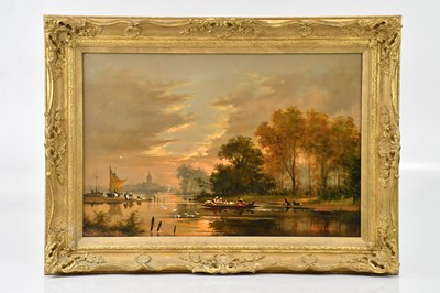 Lot 2230 - GUDRUN SIBBONS; oil on board, Dutch river...