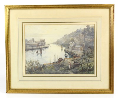 Lot 347 - HERBERT E BUTLER; watercolour, harbour scene,...