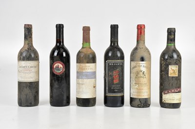 Lot 383 - RED WINE; six mixed bottles of red wine,...