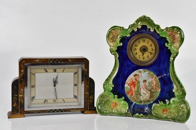 Lot 1483 - A 1920s Chinoiserie laquered cased mantel...